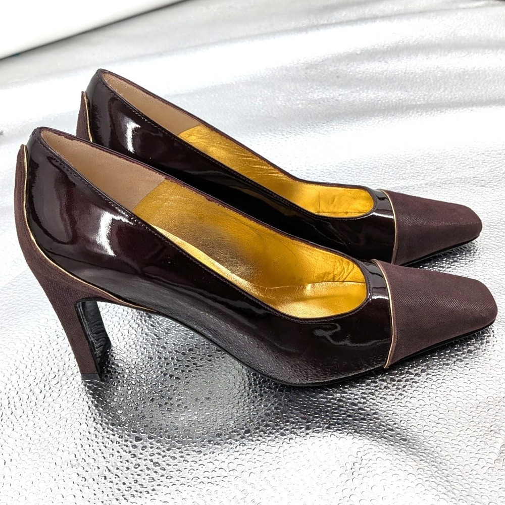 Timothy Hitsman Brooklyn Bordeaux Patent Leather Cap Toe Pumps 6M Spain